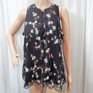 Chenault Floral Embroidered, Sleeveless Top